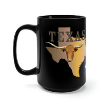 Load image into Gallery viewer, Black Mug 15oz - Texas - Rattler Skin -Texas State Map w Longhorn
