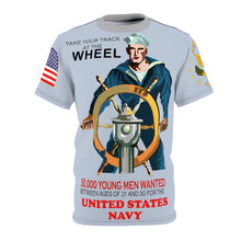 Load image into Gallery viewer, AOP - Navy - Take Your Track at the Wheel - 50, 000 Men Wanted - Usn - American Sailor