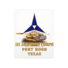 Load image into Gallery viewer, Premium Matte vertical posters - Army - III Armored Corps - M1A1 - M2 Bradely Firing - Fort Hood Texas X 300