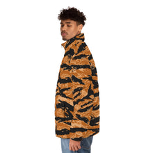 Load image into Gallery viewer, Men's Puffer Jacket (AOP) - Vietnam Tiger Stripe Orange X 300