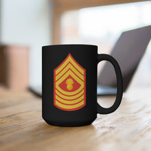Load image into Gallery viewer, Black Mug 15oz - USMC - Enlisted Insignia - E9 - Master Gunnery Sergeant (MGySgt) - Dress Blue wo Txt X 300