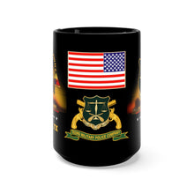 Load image into Gallery viewer, Black Mug 15oz - 502nd Military Police (MP) Company - 2nd Armored Division - Hell on Wheels - Fort Hood, TX with Humvee