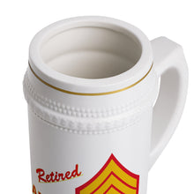Load image into Gallery viewer, Beer Stein Mug - USMC - E8 - First Sergeant (1SG) - Retired X 300
