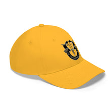 Load image into Gallery viewer, Unisex Twill Hat - 1st Special Forces Group (SFG) (Airborne) Crest YELLOW "1" - Direct to Garment (DTG) - Printed