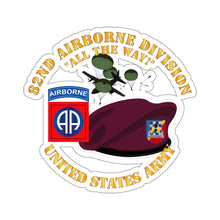 Load image into Gallery viewer, Kiss-Cut Stickers - Army - 82nd Airborne Div - Beret - Mass Tac - Maroon - 82nd Avn Regt