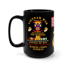 Load image into Gallery viewer, Black Mug 15oz - USMC - Vietnam War Veteran - 2nd Battalion, 5th Marines - Battle of Hue - 31 Jan 1968 – 2 Mar 1968 - w CAR VN SVC