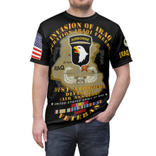 Load image into Gallery viewer, AOP - Army - 101st Airborne Division - Iraq Invasion 2003 - Operation Iraqi Freedom with Iraq War Service Ribbons Front/Back/L/R Sleeve