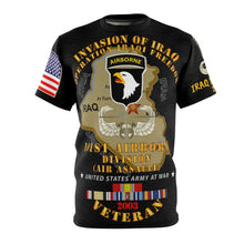 Load image into Gallery viewer, AOP - Army - 101st Airborne Division - Iraq Invasion 2003 - Operation Iraqi Freedom with Iraq War Service Ribbons Front/Back/L/R Sleeve
