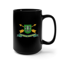 Load image into Gallery viewer, Black Coffee Mug 15oz - Army - 10th Special Forces Group - Flash w Br - Ribbon X 300