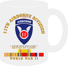 Load image into Gallery viewer, Army - 11th Airborne Division - Battle of Luzon - World War II with Pacific Service Ribbons - Mug