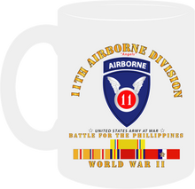 Load image into Gallery viewer, Army - 11th Airborne Division - Battle of Phil. - World War II with Pacific Service Ribbons - Mug