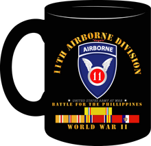 Load image into Gallery viewer, Army - 11th Airborne Division - Battle of Phil. - World War II with Pacific Service Ribbons - Mug