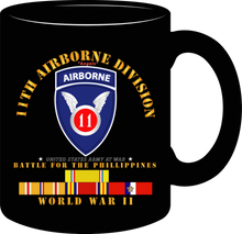 Load image into Gallery viewer, Army - 11th Airborne Division - Battle of Phil. - World War II with Pacific Service Ribbons - Mug