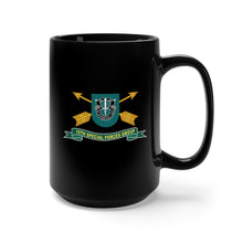 Load image into Gallery viewer, Black Coffee Mug 15oz - Army - 19th Special Forces Group - Flash w Br - Ribbon X 300