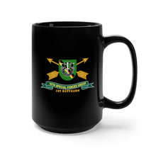 Load image into Gallery viewer, Black Coffee Mug 15oz - Army - 1st Battalion, 10th Special Forces Group - Flash w Br - Ribbon X 300