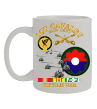 Load image into Gallery viewer, Black Mug 15 oz - Army - 1st Cavalry (Air Cav) - 9th Infantry Div - Vietnam Service Ribbons