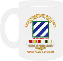 Load image into Gallery viewer, Army - 3rd Infantry Division - Right of Passage - Germany with Cold War Service Ribbons - Mug -