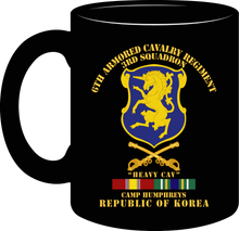 Load image into Gallery viewer, Army - 3rd Squadron, 6th Armored Cavalry Regiment with Cavalry Branch, Camp Humphreys with Korean Service Medal - Mug