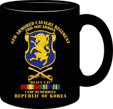 Load image into Gallery viewer, Army - 3rd Squadron, 6th Armored Cavalry Regiment with Cavalry Branch, Camp Humphreys with Korean Service Medal - Mug
