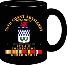 Load image into Gallery viewer, Army - 59th Coast Artillery Regiment - Battle of Corregidor - World War II with Pacific Service Ribbons - Mug
