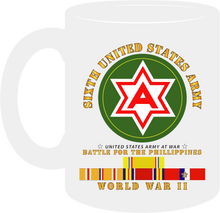 Load image into Gallery viewer, Army - 6th United States Army - Battle of Phil - World War II with Pacific Service Ribbons - Mug
