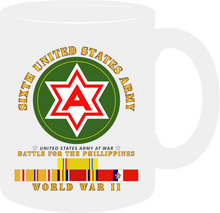 Load image into Gallery viewer, Army - 6th United States Army - Battle of Phil - World War II with Pacific Service Ribbons - Mug
