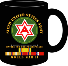 Load image into Gallery viewer, Army - 6th United States Army - Battle of Phil - World War II with Pacific Service Ribbons - Mug