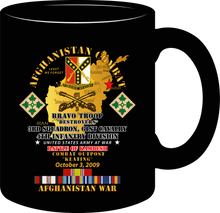 Load image into Gallery viewer, Army - Battle of Kamdesh "COP Keating", 61st Cavalry with AFGHANISTAN Service Ribbons, "Never Forget" Mug