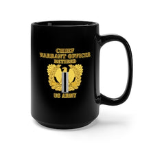 Load image into Gallery viewer, Black Mug 15oz - Army - Emblem - Warrant Officer 5 - CW5 w Eagle - US Army - Retired - Flat X 300 - Hat