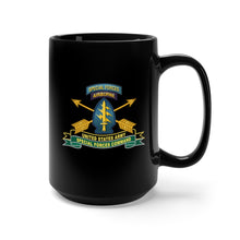 Load image into Gallery viewer, Black Coffee Mug 15oz - Army - US Army Special Forces Command - SSI w Br - Ribbon X 300