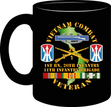 Load image into Gallery viewer, Army - Vietnam Combat Veteran with 1st Battalion, 20th Infantry, 11th Infantry Brigade, Shoulder Sleeve Insignia - Mug
