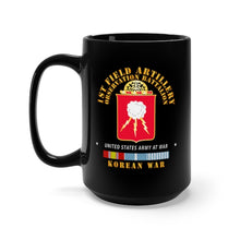 Load image into Gallery viewer, Black Mug 15oz - Army - 1st Field Artillery Observation Battalion - Korean War w KOR SVC X 300