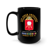 Load image into Gallery viewer, Black Mug 15oz - Army - 1st Field Artillery Observation Battalion - WWII w EUR SVC X 300