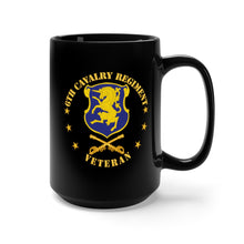 Load image into Gallery viewer, Black Mug 15oz - Army - 6th Cavalry Regiment Veteran w Cav Branch