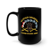 Load image into Gallery viewer, Black Mug 15oz - Army - Buffalo Soldiers - Infantry - Cavalry Guidons w Buffalo Head - US Army X 300