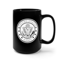 Load image into Gallery viewer, Black Coffee Mug 15oz - Emblem - United States Army - BLK Stars - BW X 300