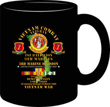 Load image into Gallery viewer, United States Marine Corps - 1st Battalion 9th Marines - 3rd Marine Division - Operation Dewey Canyon with Vietnam Service Ribbons - Mug
