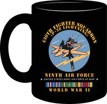 Load image into Gallery viewer, United States Army Air Forces - 430th Fighter Squadron - P38 Lightning - 9th Air Force - World War II with EUR Service Ribbons - Mug