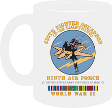 Load image into Gallery viewer, United States Army Air Forces - 430th Fighter Squadron - P38 Lightning - 9th Air Force - World War II with EUR Service Ribbons - Mug