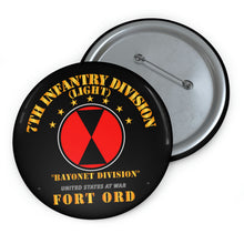 Load image into Gallery viewer, Custom Pin Buttons - Army - 7th Infantry Division - Ft Ord