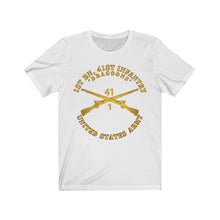 Load image into Gallery viewer, Unisex Jersey Short Sleeve Tee - 1st Battalion, 41st Infantry Regiment "Dragoons" - Full Front - Full Back