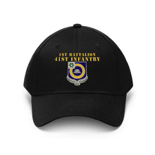 Load image into Gallery viewer, Unisex Twill Hat - 1st Battalion, 41st Infantry Regiment with Unit Crest - Direct to Garment (DTG) - Printed