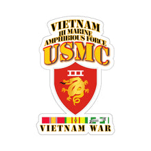 Load image into Gallery viewer, Kiss-Cut Stickers - USMC - III MAF - VIetnam War w 1 row VN SVC Ribbons