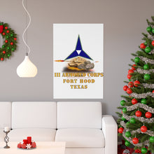 Load image into Gallery viewer, Premium Matte vertical posters - Army - III Armored Corps - M1A1 - M2 Bradely Firing - Fort Hood Texas X 300