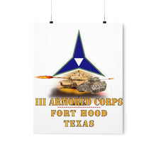 Load image into Gallery viewer, Premium Matte vertical posters - Army - III Armored Corps - M1A1 - M2 Bradely Firing - Fort Hood Texas X 300