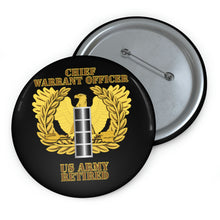 Load image into Gallery viewer, Custom Pin Buttons - Army - Emblem - Warrant Officer - CW4 - Retired