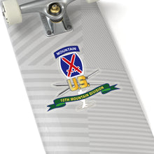 Load image into Gallery viewer, Kiss-Cut Stickers - Army - 10th Mountain Division - SSI w Ski Branch - Ribbon X 300
