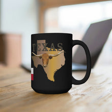Load image into Gallery viewer, Black Mug 15oz - Texas - Rattler Skin -Texas State Map w Longhorn