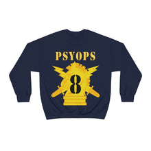 Load image into Gallery viewer, Unisex Heavy Blend Crewneck Sweatshirt - Army - PSYOPS w Branch Insignia - 8th Battalion Numeral - Line X 300 - Hat