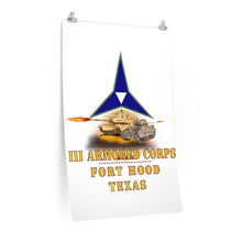 Load image into Gallery viewer, Premium Matte vertical posters - Army - III Armored Corps - M1A1 - M2 Bradely Firing - Fort Hood Texas X 300